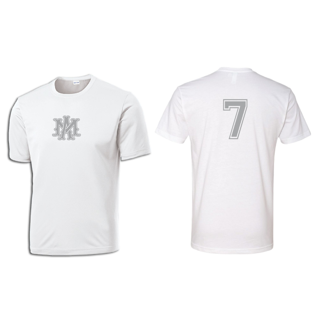 White with Silver Player Dryfit with Number